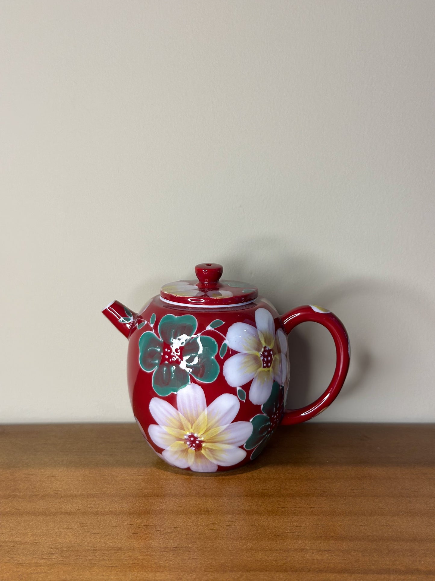 Crimson Bloom Teapot